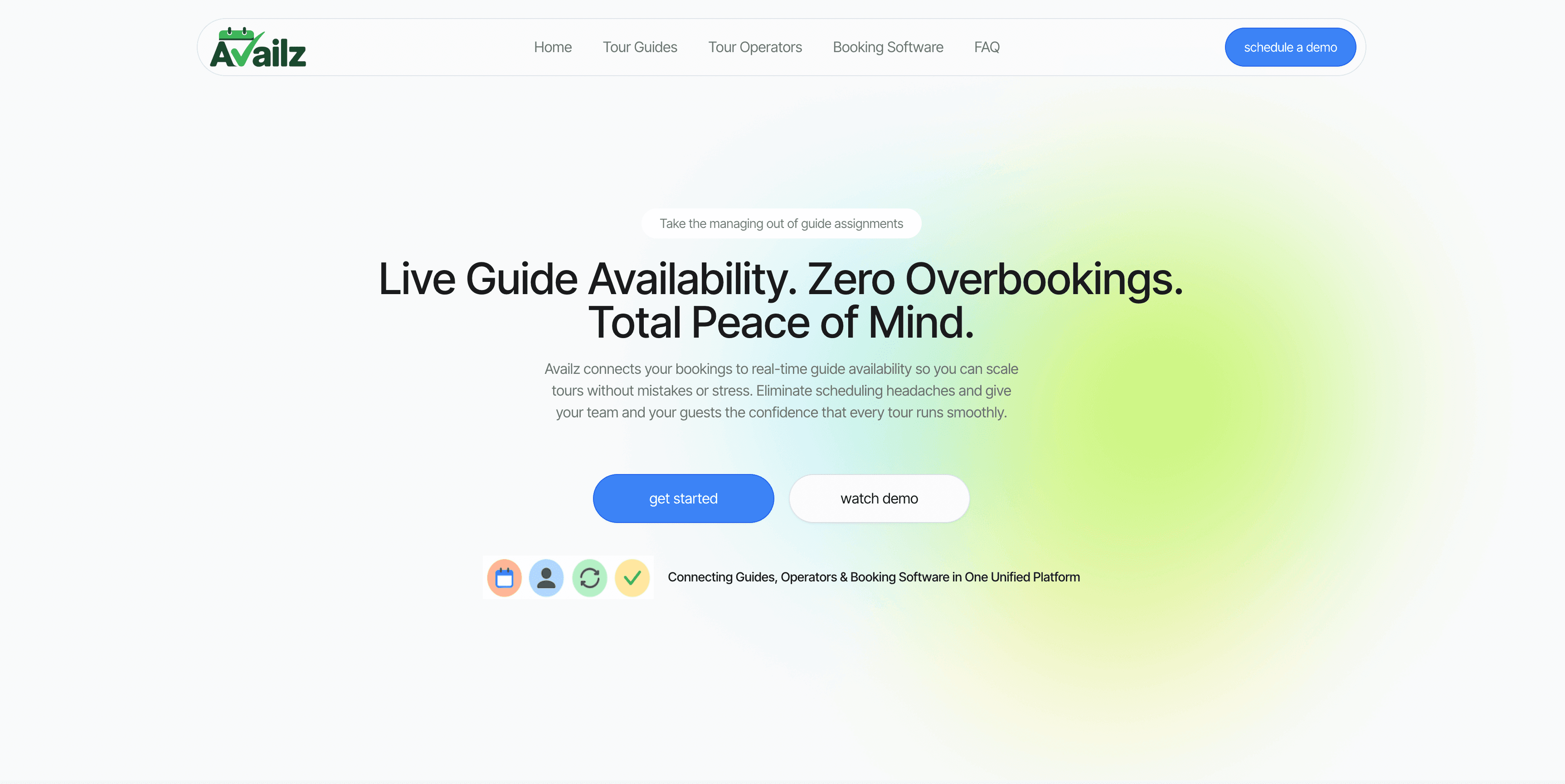 Screenshot of Availz: Tour scheduling & guide availability platform. Built with Next.js, TypeScript, Redux Toolkit, Tailwind CSS.