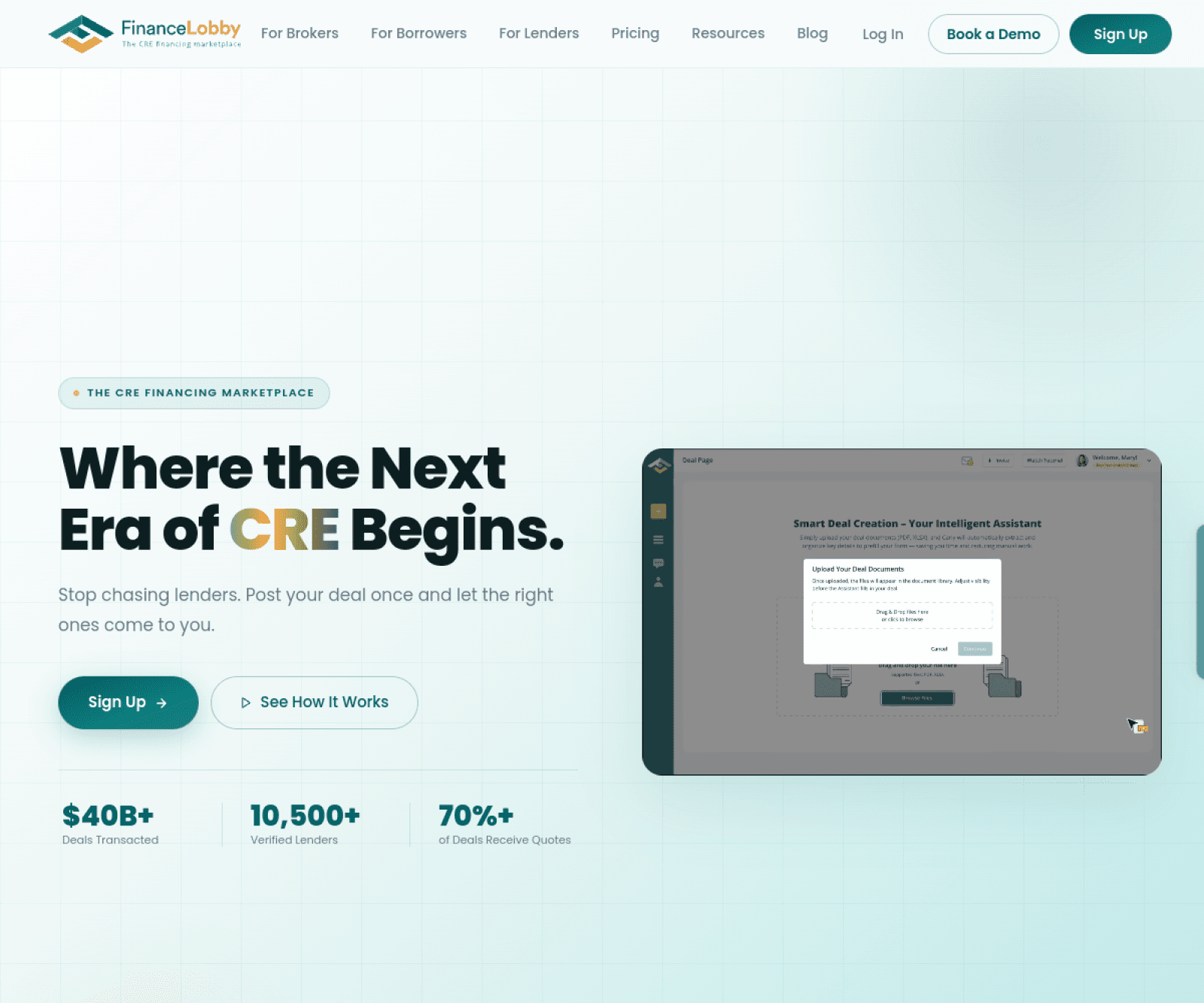 Finance Lobby project preview: Commercial real estate financing marketplace