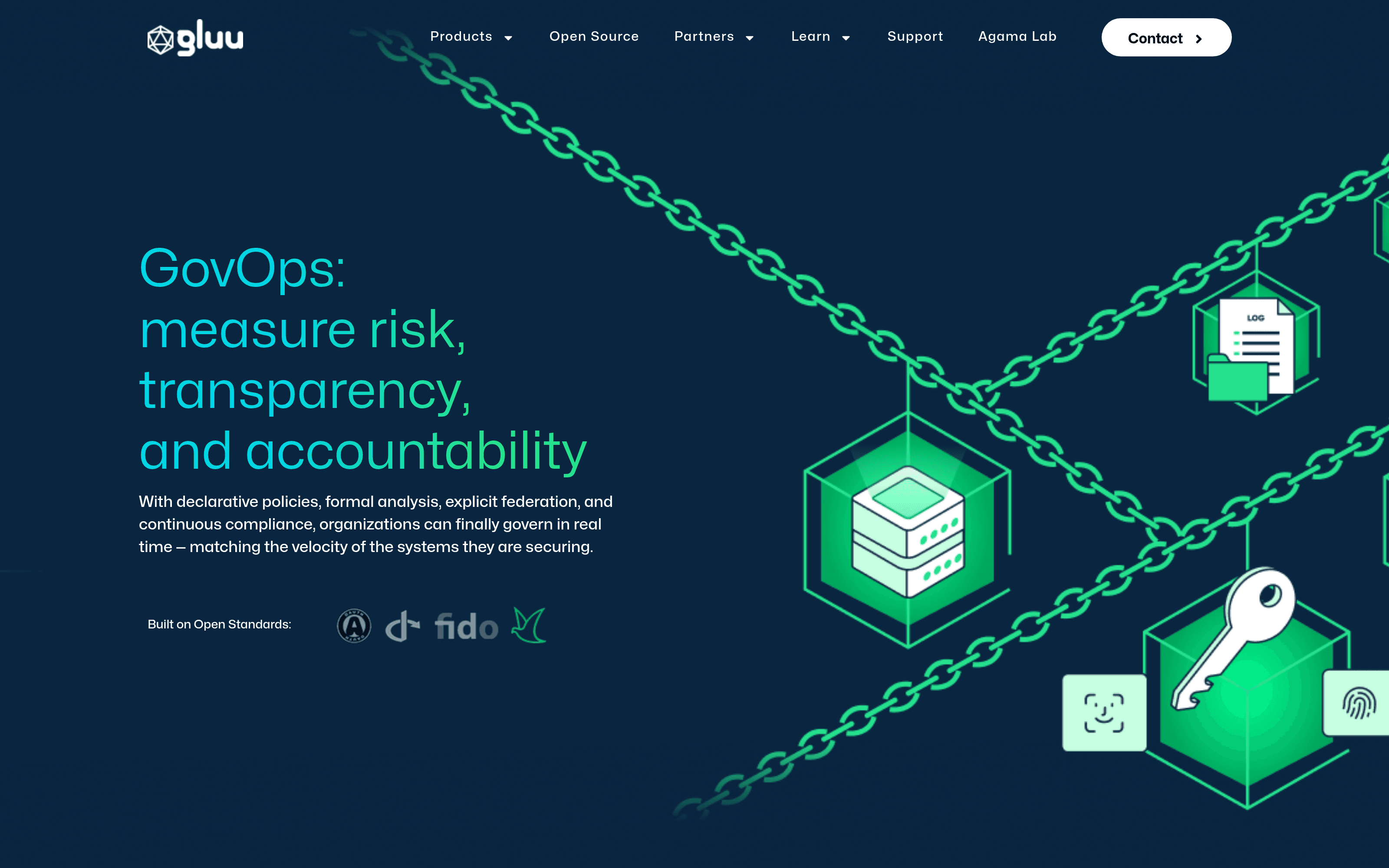 Screenshot of Gluu: Enterprise identity & authentication admin panel. Built with React, Java, Python, Ruby, Cedar.