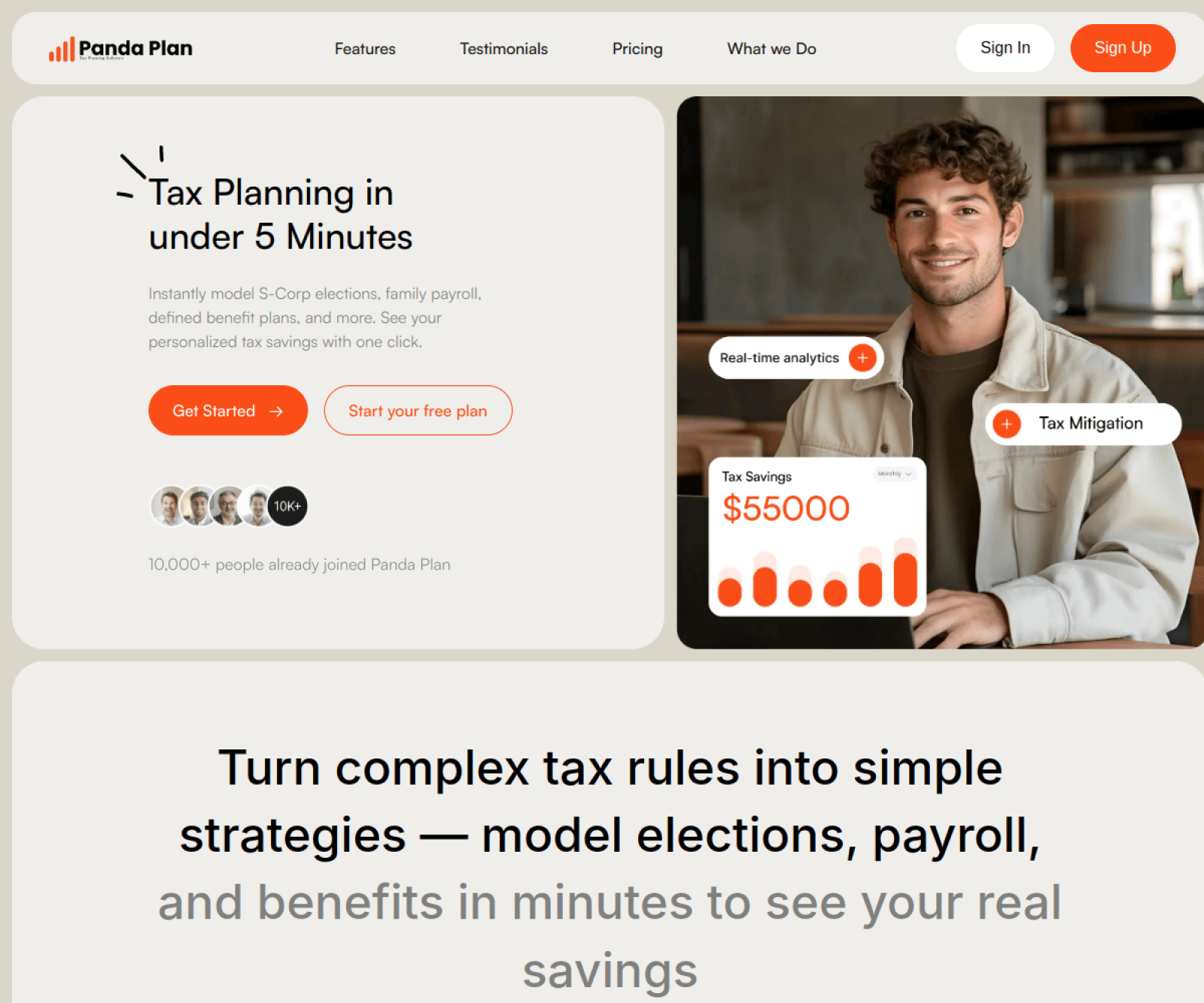 My Panda Plan project preview: Tax planning & optimization platform